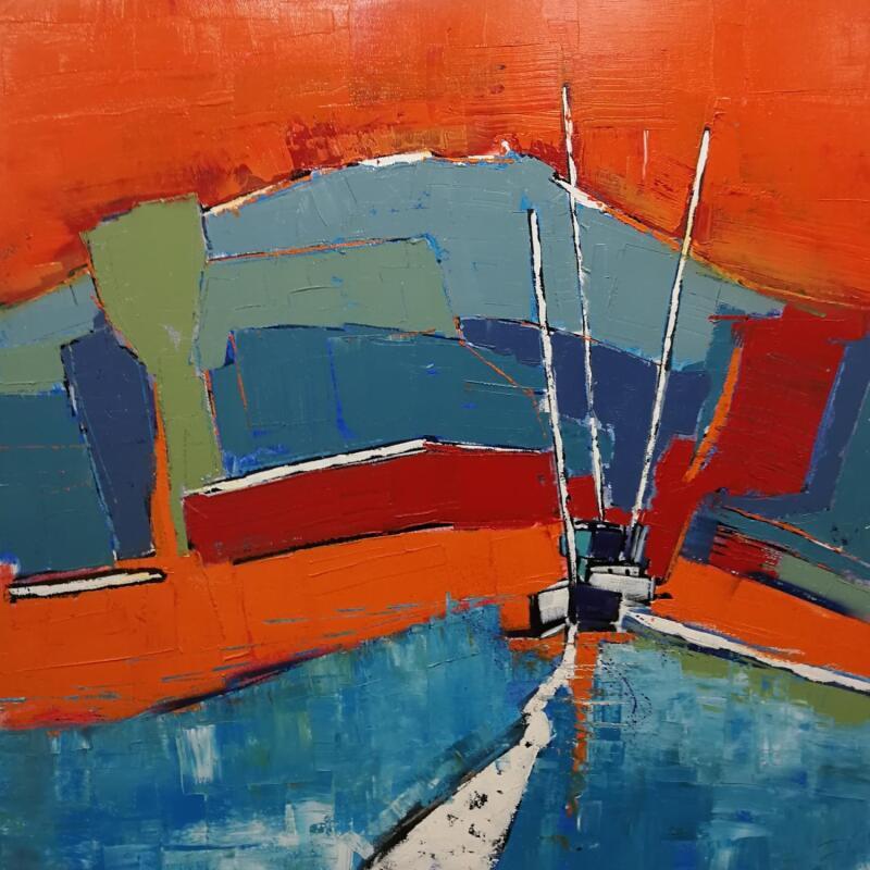 Peinture SOLEIL D'HIVER par L'huillier Françis | Tableau Abstrait Paysages Huile