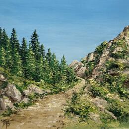 Painting Sentier de montagne by Blandin Magali | Painting Figurative Oil Landscapes