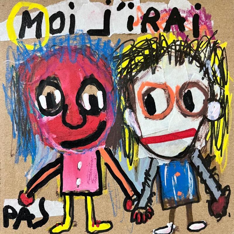 Peinture MOI J'IRAI PAS par Zaïdi Larbi | Tableau Art Singulier Portraits Acrylique Posca Pastel