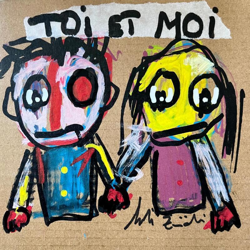 Peinture TOI ET MOI par Zaïdi Larbi | Tableau Art Singulier Portraits Acrylique Posca Pastel