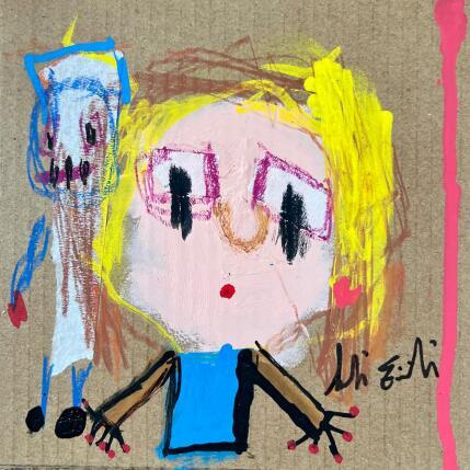 Painting SANS TITRE by Zaïdi Larbi | Painting Raw art Acrylic, Pastel, Posca Portrait