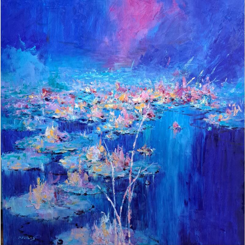 Painting Magic in blue by Petras Ivica | Painting Figurative Landscapes Oil