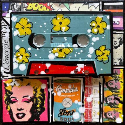 Painting POP K7 (gris bleuté) by Costa Sophie | Painting Pop-art Acrylic, Gluing, Upcycling Pop icons