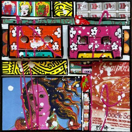 Peinture POP K7 par Costa Sophie | Tableau Pop-art Acrylique, Collage, Upcycling