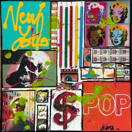 Peinture POP NY par Costa Sophie | Tableau Pop-art Acrylique, Collage, Upcycling