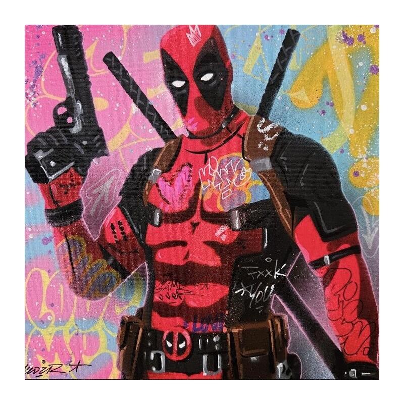 Painting Deadpool by Lemoine Mael | Painting Pop-art Pop icons Graffiti Acrylic