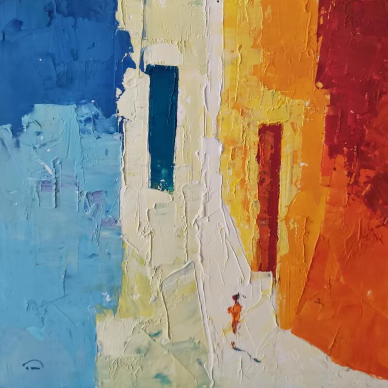 Peinture La finestra verda par Tomàs | Tableau Abstrait Société Urbain Huile