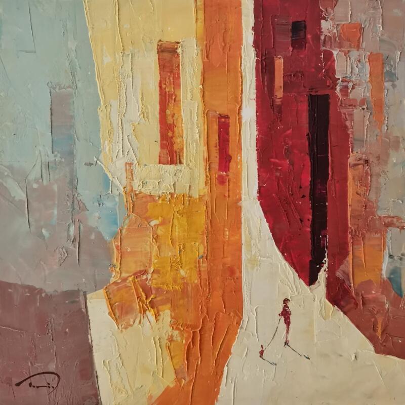 Peinture El petit gat vermell par Tomàs | Tableau Abstrait Société Scènes de vie Huile