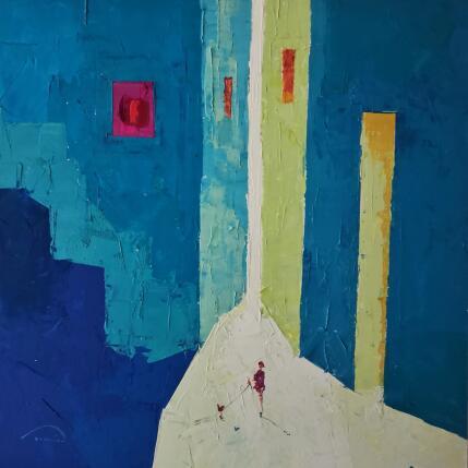 Peinture La fenêtre carrée par Tomàs | Tableau Abstrait Huile Scènes de vie, Société, Urbain