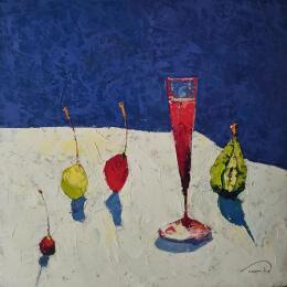 Painting Campari avec des cerises by Tomàs | Painting Impressionism Oil Still-life