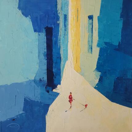 Peinture El gos vermell par Tomàs | Tableau Abstrait Huile Scènes de vie, Société, Urbain