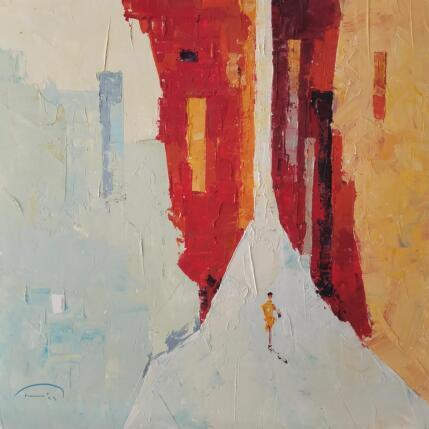 Peinture Vestida de groc par Tomàs | Tableau Abstrait Huile Urbain