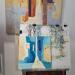 Painting El gat vermell by Tomàs | Painting Abstract Society Urban Oil