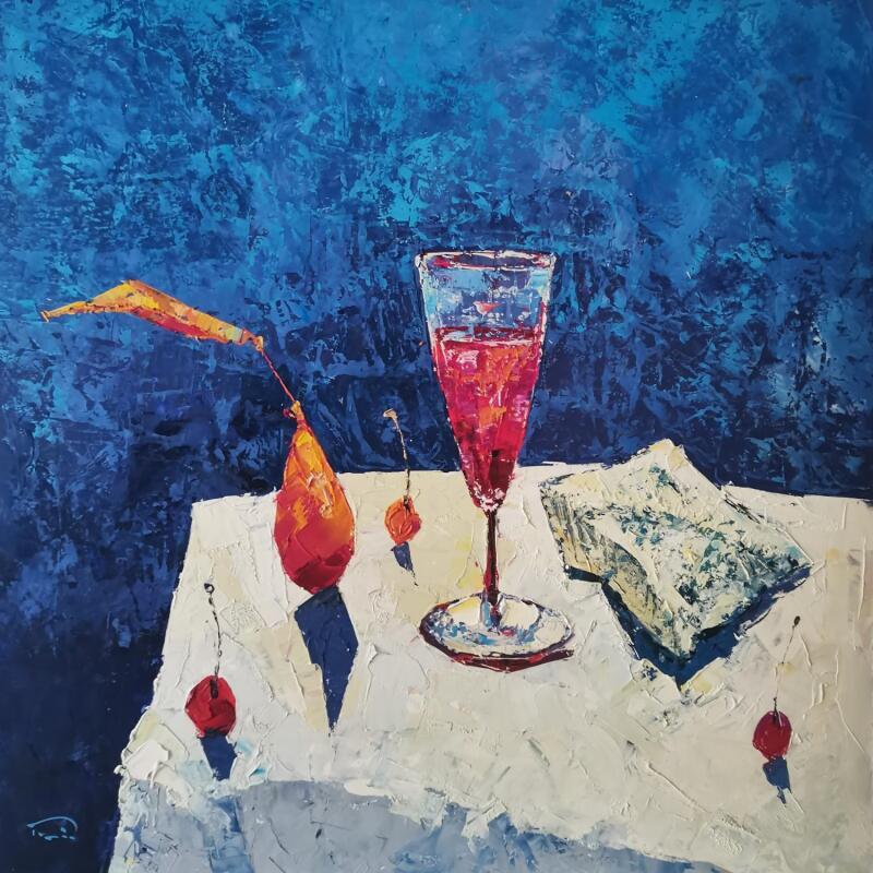 Painting Formatge amb vi by Tomàs | Painting Impressionism Still-life Oil