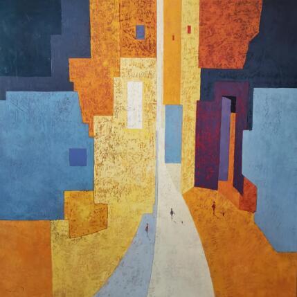 Painting Long days by Tomàs | Painting Abstract Oil Life style, Society, Urban