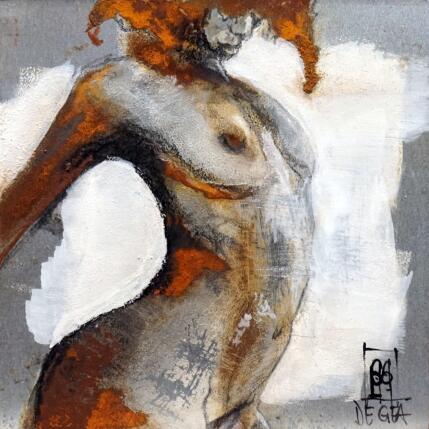 Peinture J'attends la nuit par De Géa Olivier  | Tableau Figuratif Métal Nu