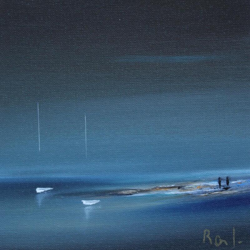 Pintura Evasion 79 por Roussel Marie-Ange et Fanny | Pintura Figurativo Marine Minimalista Aceite