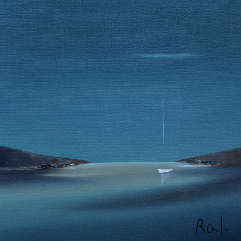 Painting Ambiance marine 79 by Roussel Marie-Ange et Fanny | Painting Figurative Marine Minimalist Oil