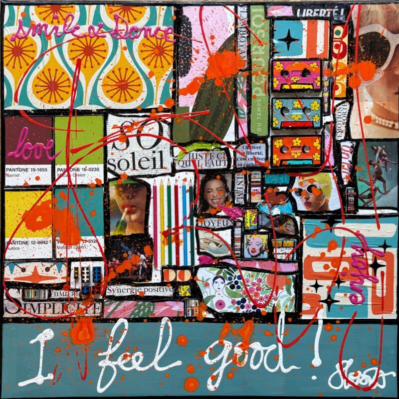 Peinture I feel good  par Costa Sophie | Tableau Pop-art Acrylique Collage Upcycling