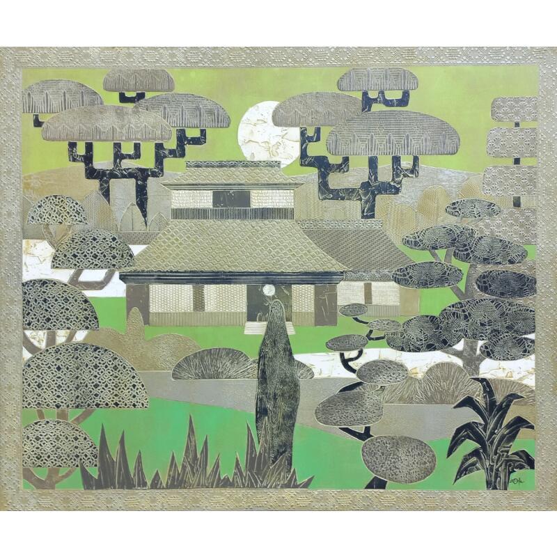 Painting Villa Japonnaise by Devie Bernard  | Painting Subject matter Acrylic