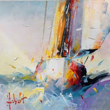Painting Face au vent by Hébert Franck | Painting Figurative Oil Landscapes, Marine
