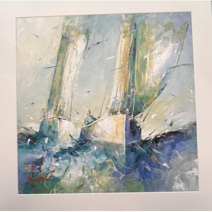 Gemälde Bateaux blancs von Hébert Franck | Gemälde Figurativ Öl Landschaften, Marine