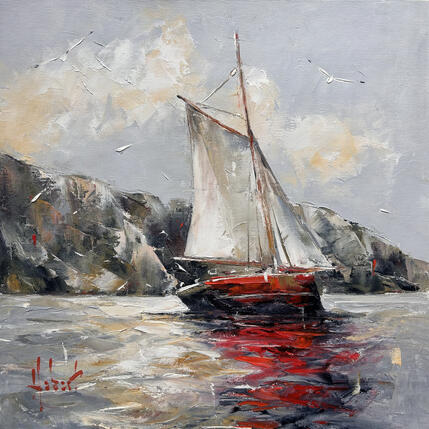 Painting La côte by Hébert Franck | Painting Figurative Oil Landscapes, Marine