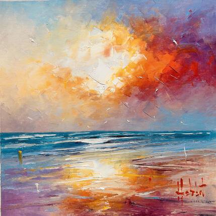 Painting Bord de plage by Hébert Franck | Painting Figurative Oil Landscapes, Marine