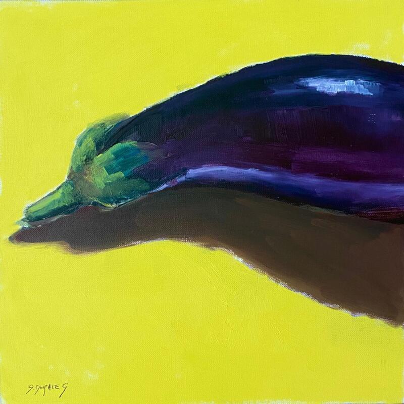 Peinture aubergine coupée par Morales Géraldine | Tableau Figuratif Natures mortes Huile