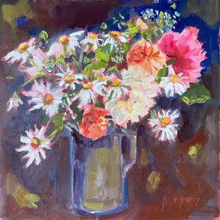 Peinture Bouquet à la carafe par Morales Géraldine | Tableau Figuratif Huile Natures mortes