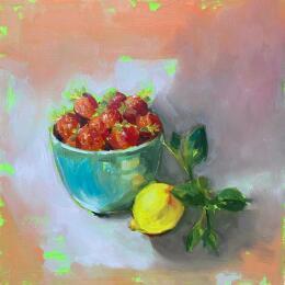 Painting Bientôt l'été by Morales Géraldine | Painting Figurative Oil Still-life