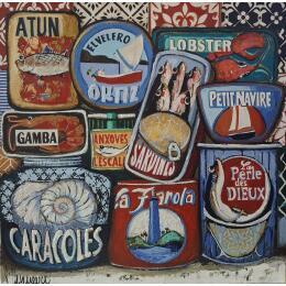 Painting Latas marinas by Villanueva Puigdelliura Natalia | Painting Figurative