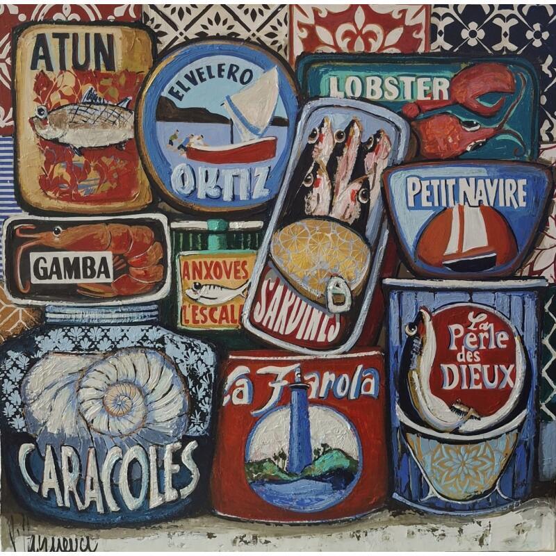 Painting Latas marinas by Villanueva Puigdelliura Natalia | Painting Figurative