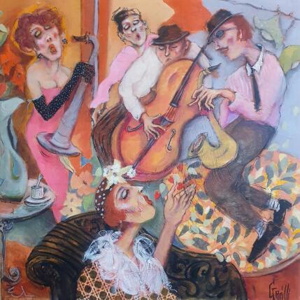 Peinture a little love and the swing is there par Garilli Nicole | Tableau Figuratif Acrylique, Fusain Scènes de vie