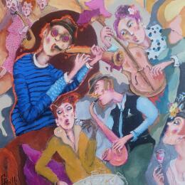 Painting rhythm and blues pleasures .  by Garilli Nicole | Painting Figurative Acrylic, Charcoal Life style