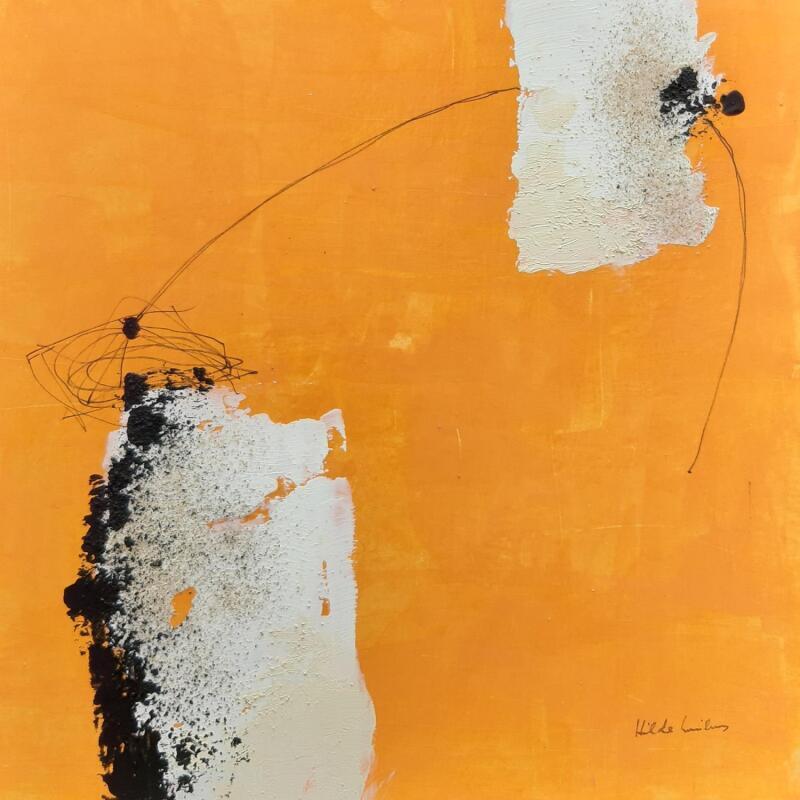 Painting abstract yellow B 139 by Wilms Hilde | Painting Abstract Acrylic Ink Sand