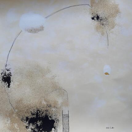 Peinture abstract  beige D 106 par Wilms Hilde | Tableau Abstrait Acrylique, Encre, Feuille d'or, Sable
