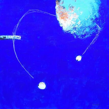 Peinture abstract blue A 109 par Wilms Hilde | Tableau Abstrait Acrylique, Carton, Feuille d'or, Sable