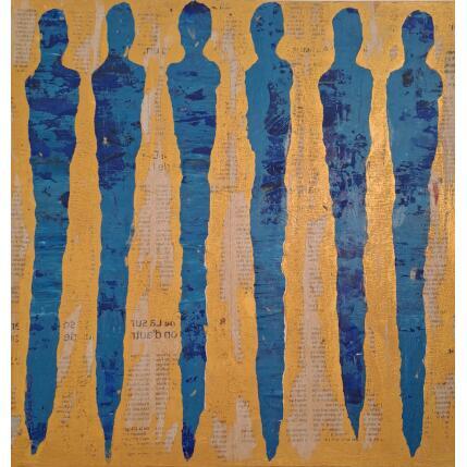 Peinture Sur une note turquoise par Rocco Sophie | Tableau Art Singulier Acrylique, Collage, Sable