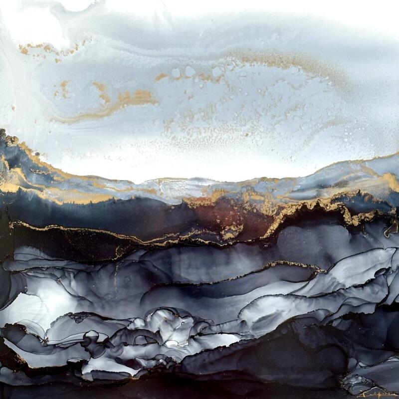 Gemälde Poésie minérale 2334 von Depaire Silvia | Gemälde Abstrakt Landschaften Marine Minimalistisch Acryl