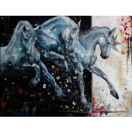 Peinture Vent de liberté par CLOT | Tableau Figuratif Acrylique Animaux