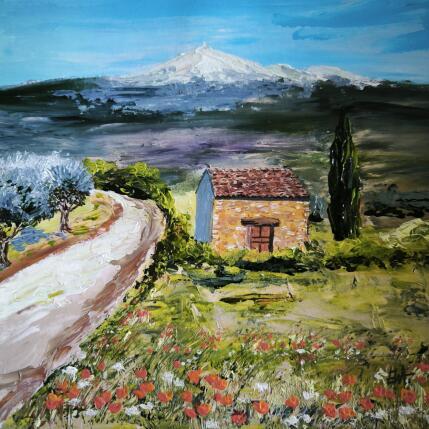 Peinture Le cabanon du Mont Ventoux. par Rey Ewa | Tableau Figuratif Acrylique Paysages