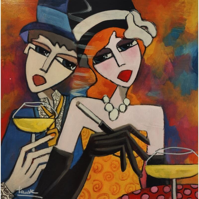 Gemälde Couple d'amoureux von Fauve | Gemälde Figurativ Alltagsszenen Öl Acryl