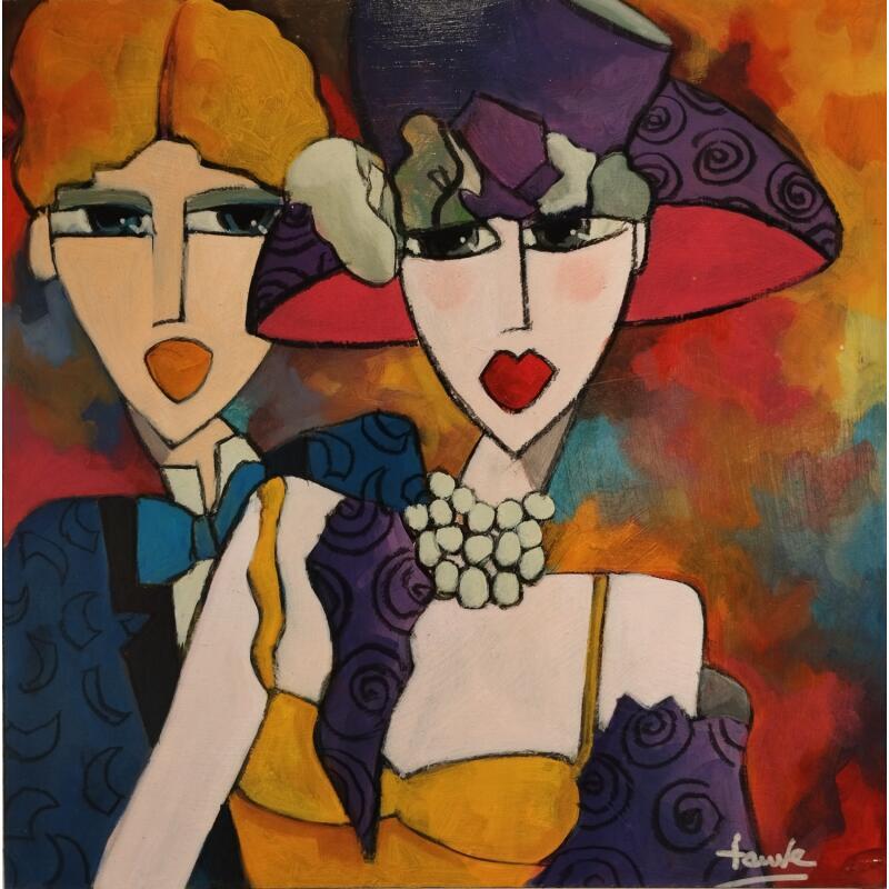 Painting La Parisienne by Fauve | Painting Figurative Life style Oil Acrylic