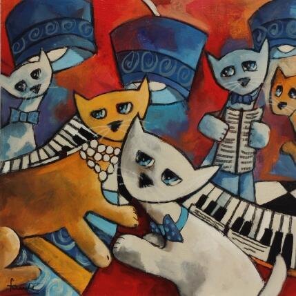 Gemälde Musiciens Montmartre von Fauve | Gemälde Figurativ Acryl, Öl Alltagsszenen