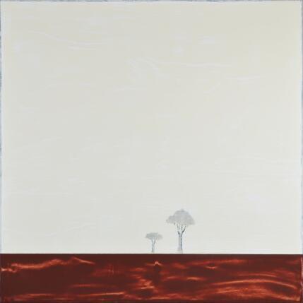 Painting L'horizon rougeoyant 466 by ChristophL | Painting Figurative Acrylic, Ink, Wood Landscapes, Minimalist
