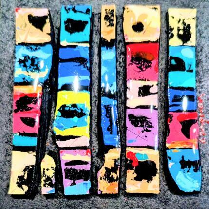 Painting Bc6 bord de mer bleu mauve ocre by Langeron Luc | Painting Subject matter Acrylic, Resin, Wood