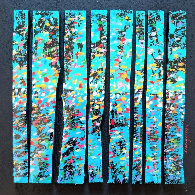 Painting Bc8 prairie multicolor by Langeron Luc | Painting Subject matter Wood Acrylic Resin