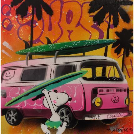 Peinture Snoopy car Surf par Lemoine Mael | Tableau Pop-art Acrylique, Graffiti Icones Pop