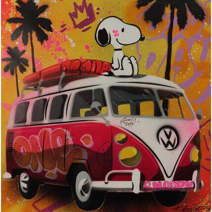 Painting Snoopy pop Surf by Lemoine Mael | Painting Pop-art Acrylic, Graffiti Pop icons